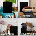 Ultrasonik Tela Kese, Saklama ve Düzenleme Çantası, Çamaşır Düzenleyici - Siyah - 32x38cm - Görsel 4