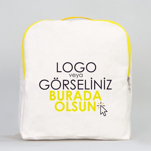 Sarı VIP Kanvas Sırt Çantası (Özelleştirilebilir)