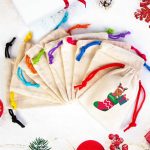 Yılbaşı Temalı Geyik Baskılı Bez Kese Modeli - Renkli İp (Özelleştirilebilir) - Görsel 3