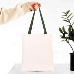 Kanvas Çanta Yeşil Kulp - İç Cepli - 35x40 cm