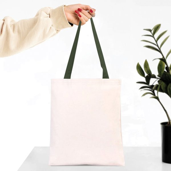 Kanvas Çanta Yeşil Kulp - İç Cepli - 35x40 cm