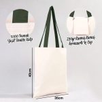 Kanvas Çanta Yeşil Kulp - İç Cepli - 35x40 cm - Görsel 3