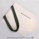 Kanvas Çanta Yeşil Kulp - İç Cepli - 35x40 cm - Görsel 8