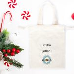 Mutlu Yıllar Minimalist Baskılı Yılbaşı Bez Kese- 15x20cm Tek Tutma Kısa Kulp (Özelleştirilebilir) - Görsel 2