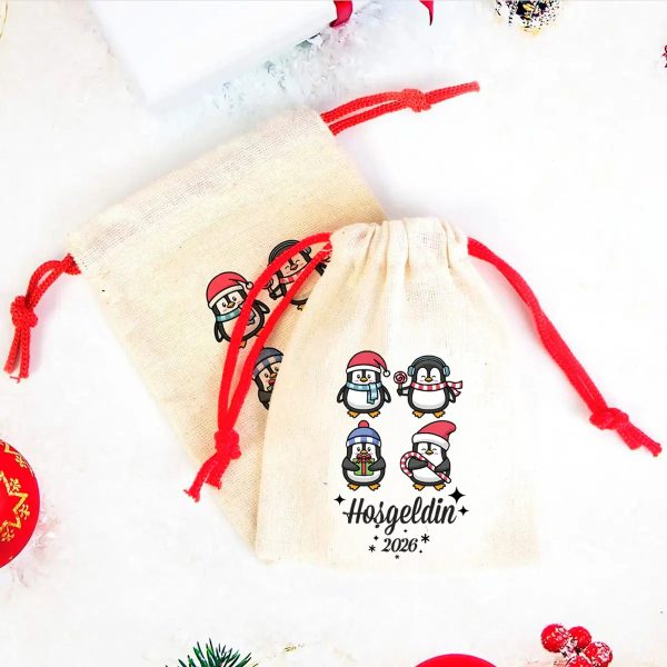 Hoşgeldin 2025 Baskılı Bez Kese - Renkli İp (Özelleştirilebilir)